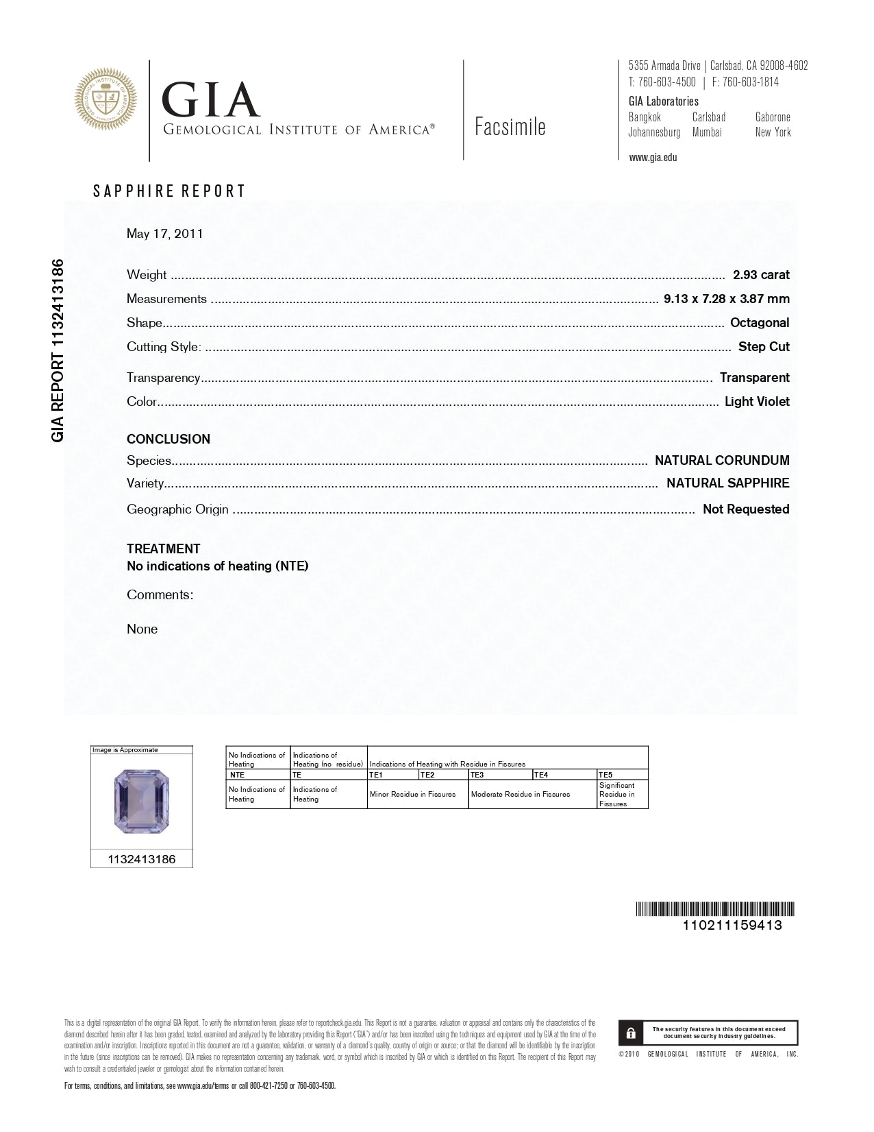 2.93 Emerald Cut Sapphire Purple No Heat GIA