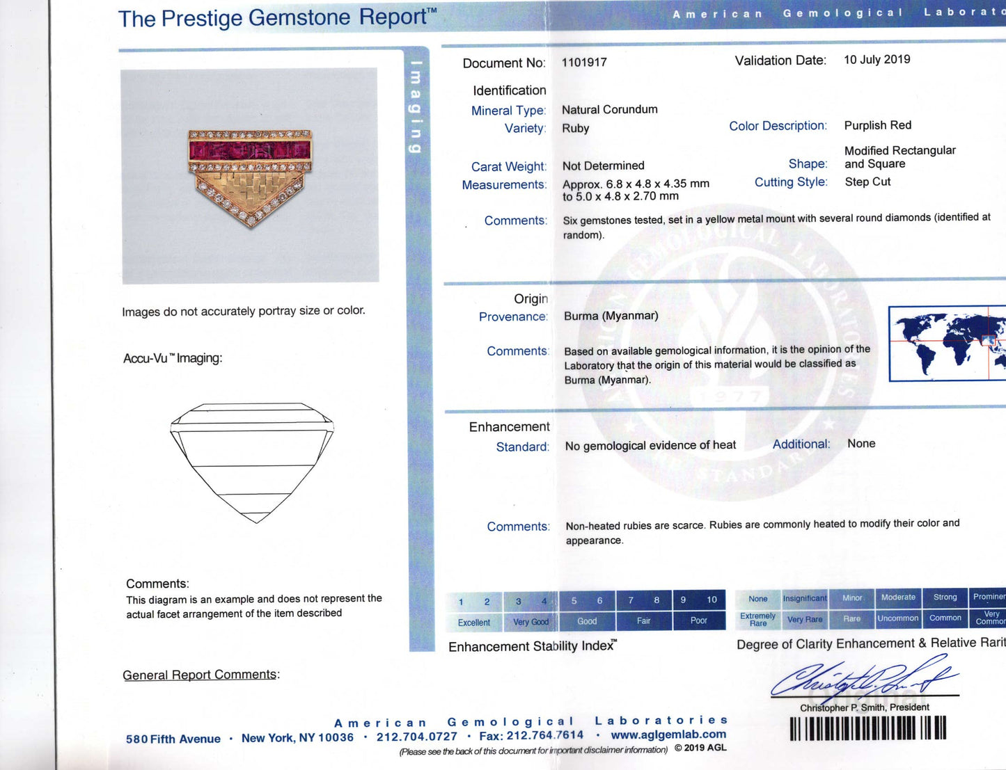 2.50ctw Carre Cut Ruby pairs, Burma AGL NH