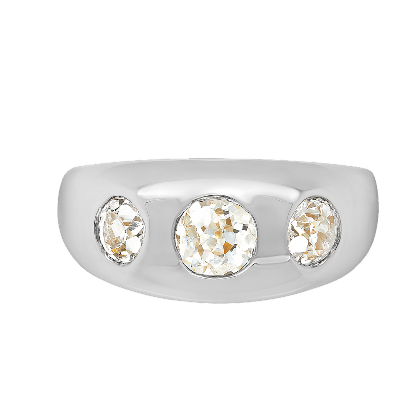 Old Cut Three Stone Gypsy Ring