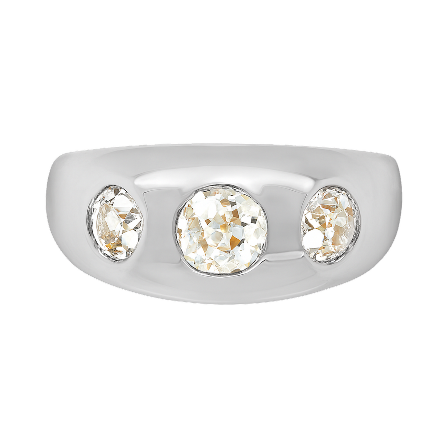 Old Cut Three Stone Gypsy Ring