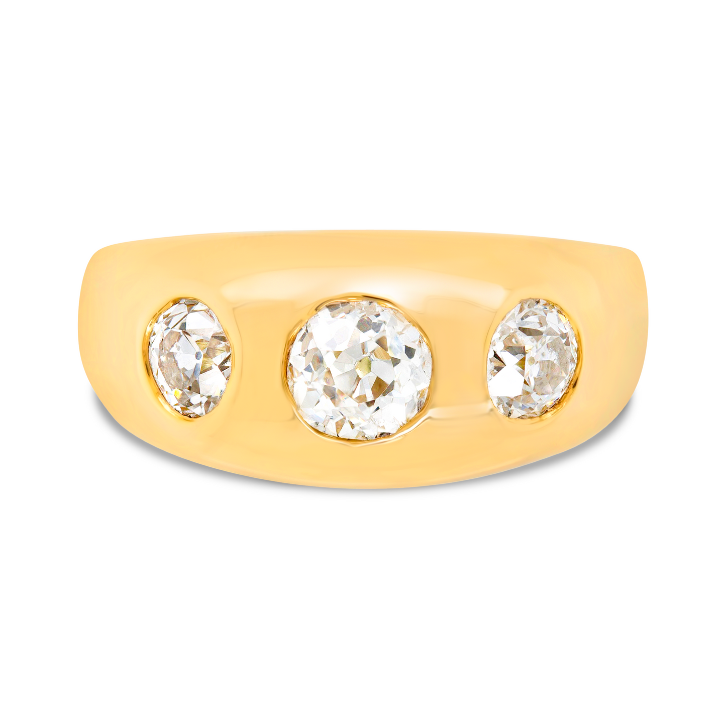 Old Cut Three Stone Gypsy Ring
