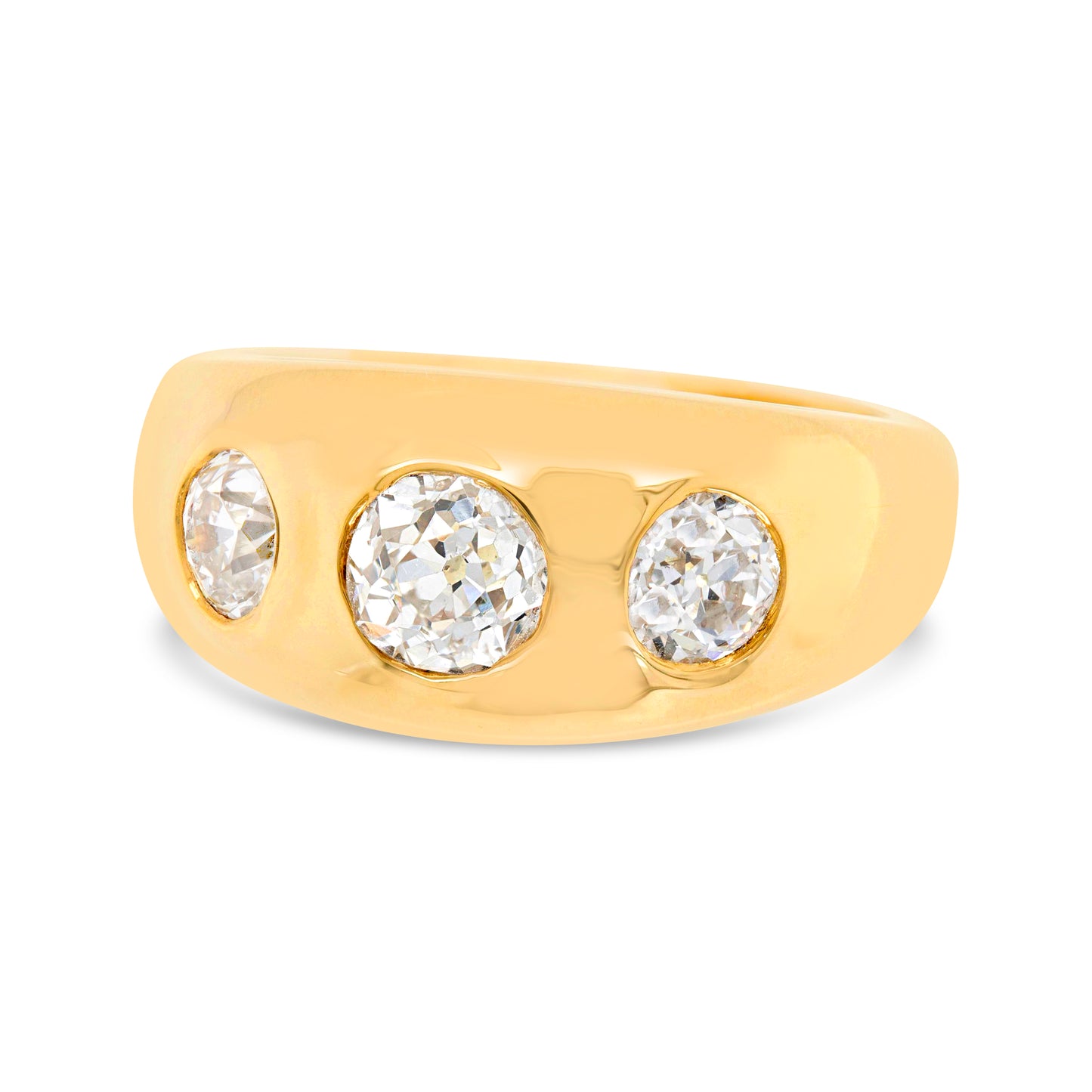 Old Cut Three Stone Gypsy Ring
