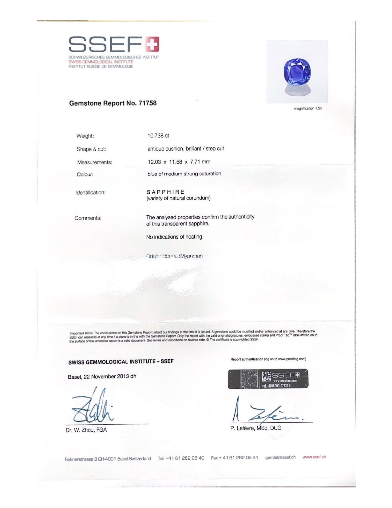 10.74 Victorian SSEF w Rose Cut Halo 18KY (Burma, No heat)