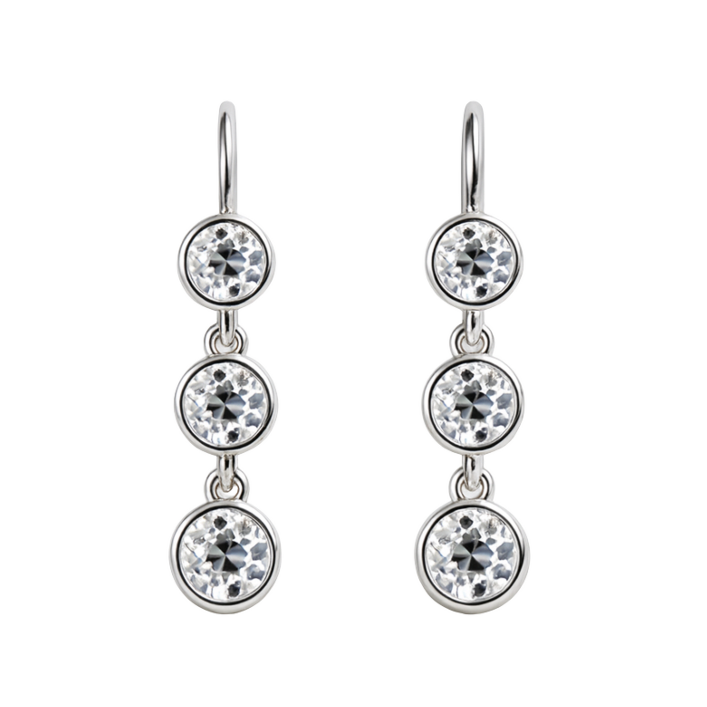 Old European Cut Diamond Three Drop Earrings