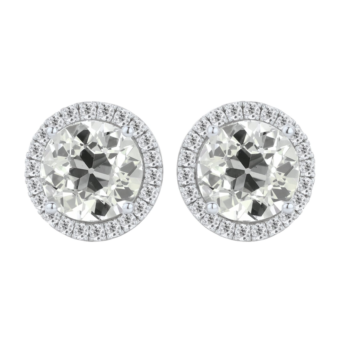Old Cut Halo Stud Earrings