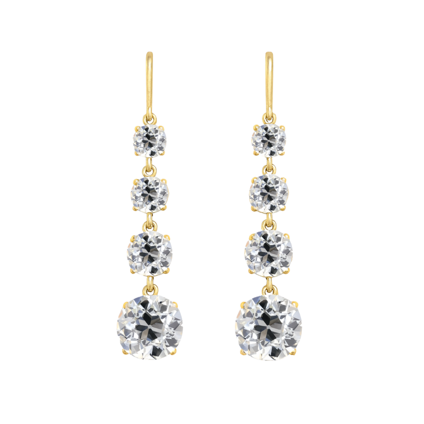 Old European Cut Diamond Four Drop Earrings