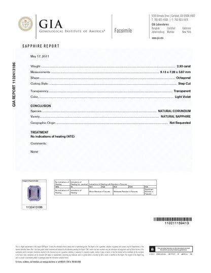 2.93 Emerald Cut Sapphire Purple No Heat GIA