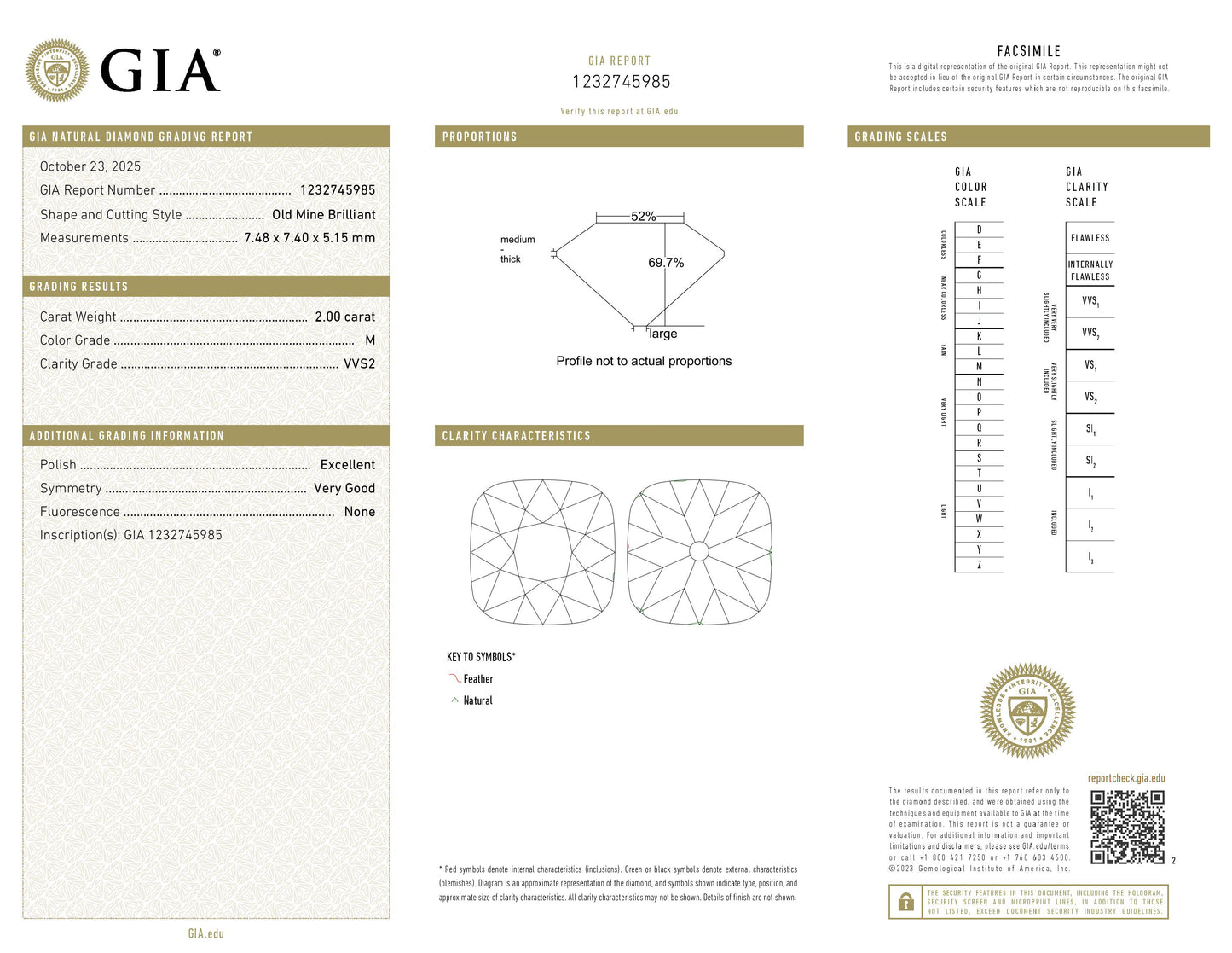 2.00 Old Mine M VVS2 GIA