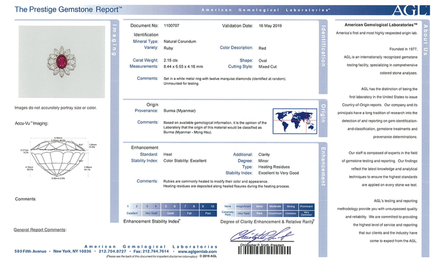 2.15 Oval Burma Ruby AGL Heated