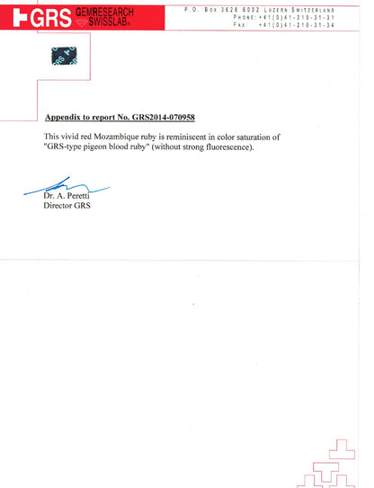 3.02 Round Ruby Mozambique 'Pigeon Blood' GRS NH