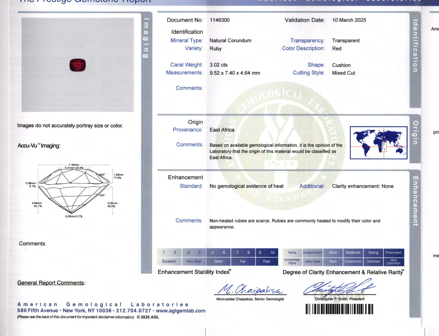 3.02 Cushion Ruby Red East Africa