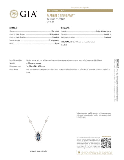 2.86 Marquise Sapphire Blue Thailand GIA