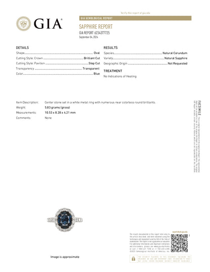3.3 Sapphire, Oval, Blue GIA NH