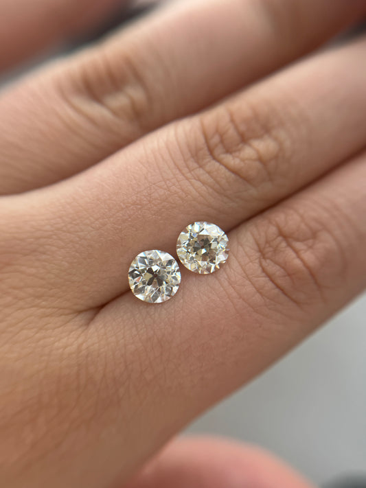 3.64ctw Old European K-L SI2-VS2 GIA (Matched Pair)