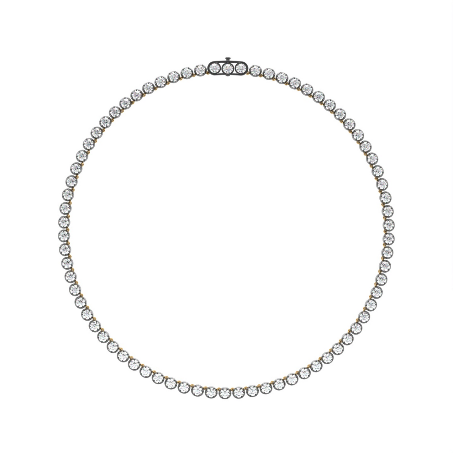 Old Cut Collet Set Tennis Necklace