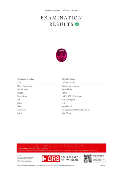 5.23 Oval Ruby Red East Africa GRS NH