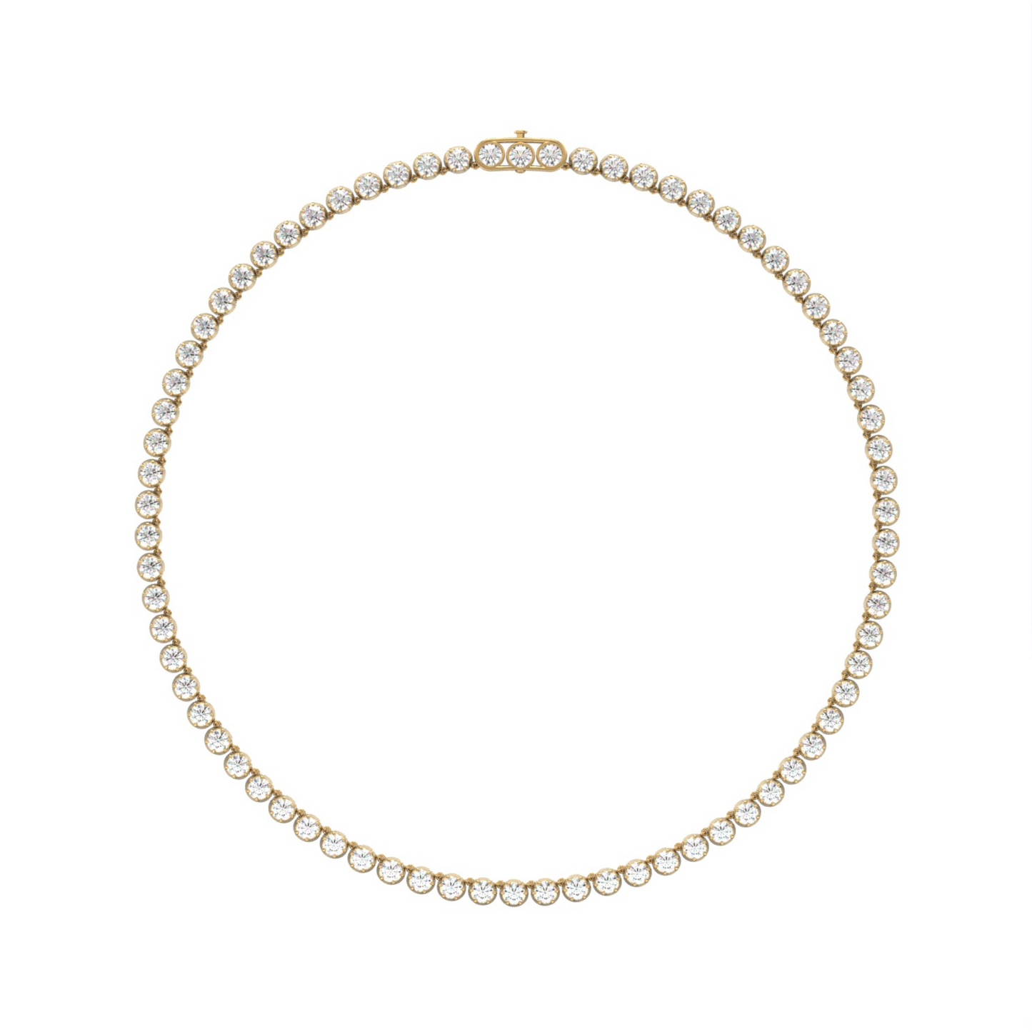 Old Cut Collet Set Tennis Necklace