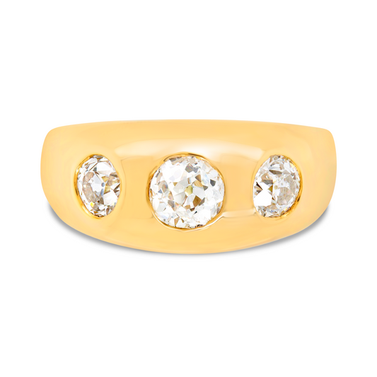 Old Cut Three Stone Gypsy Ring