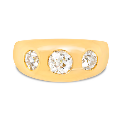 Old Cut Three Stone Gypsy Ring