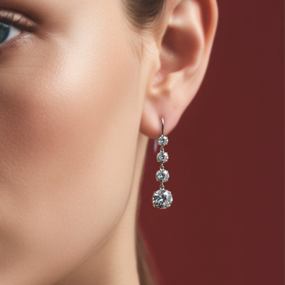 Old European Cut Diamond Four Drop Earrings