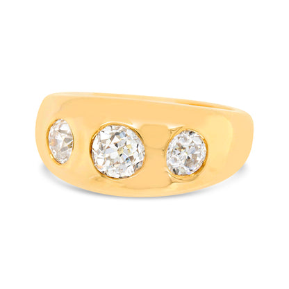 Old Cut Three Stone Gypsy Ring