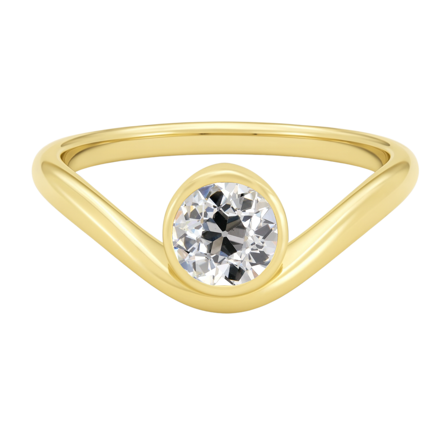 Old Cut Diamond Set U- Ring