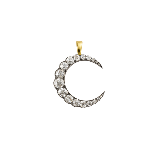 Old Cut Crescent Moon Pendant