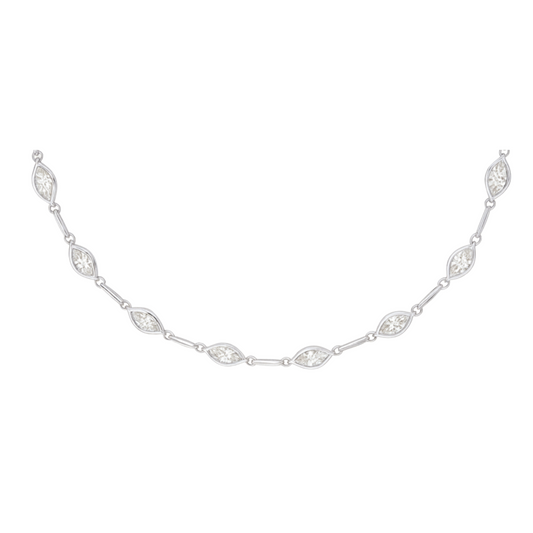 Antique Style Diamond By The Yard Marquise Necklace