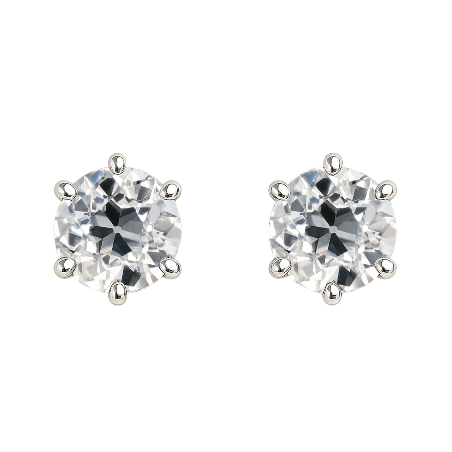 Old Cut Six Prong Studs