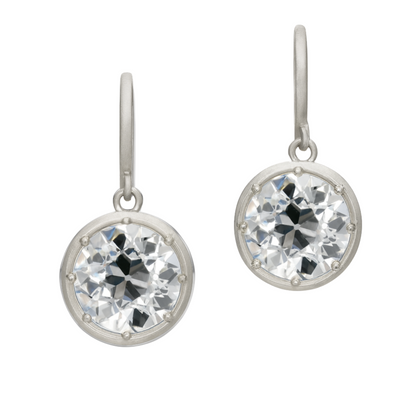 Old European Cut Diamond Drop Earrings