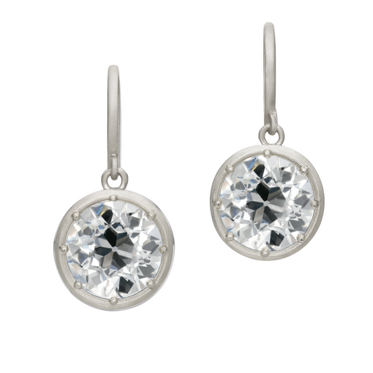 Old European Cut Diamond Drop Earrings