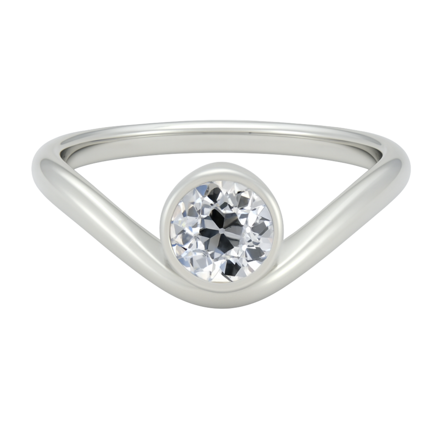 Old Cut Diamond Set U- Ring