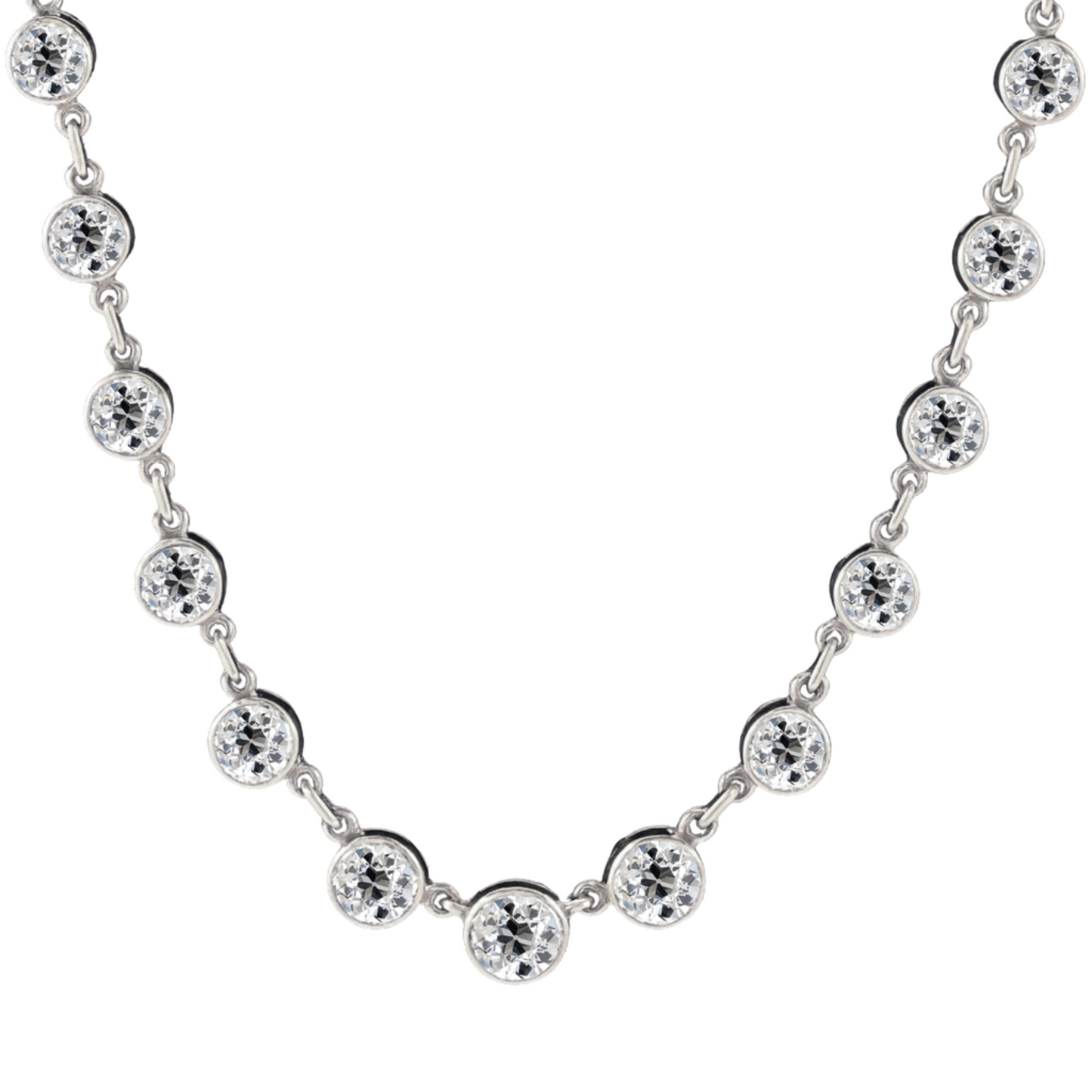 Old Cut Diamond Riviere Station Necklace