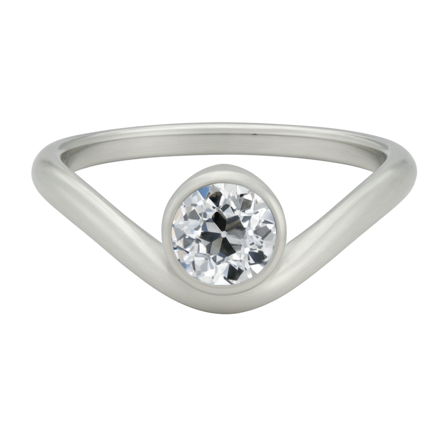 Old Cut Diamond Set U- Ring