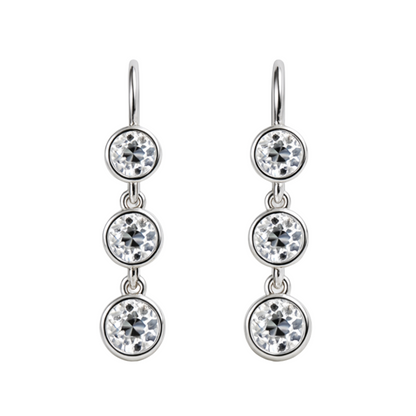 Old European Cut  Diamond Three Drop Earrings