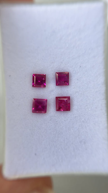 2.50ctw Carre Cut Ruby pairs, Burma AGL NH