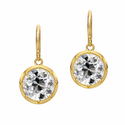 Old European Cut Diamond Drop Earrings