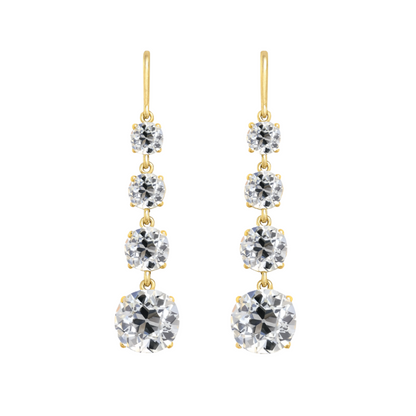 Old European Cut Diamond Four Drop Earrings