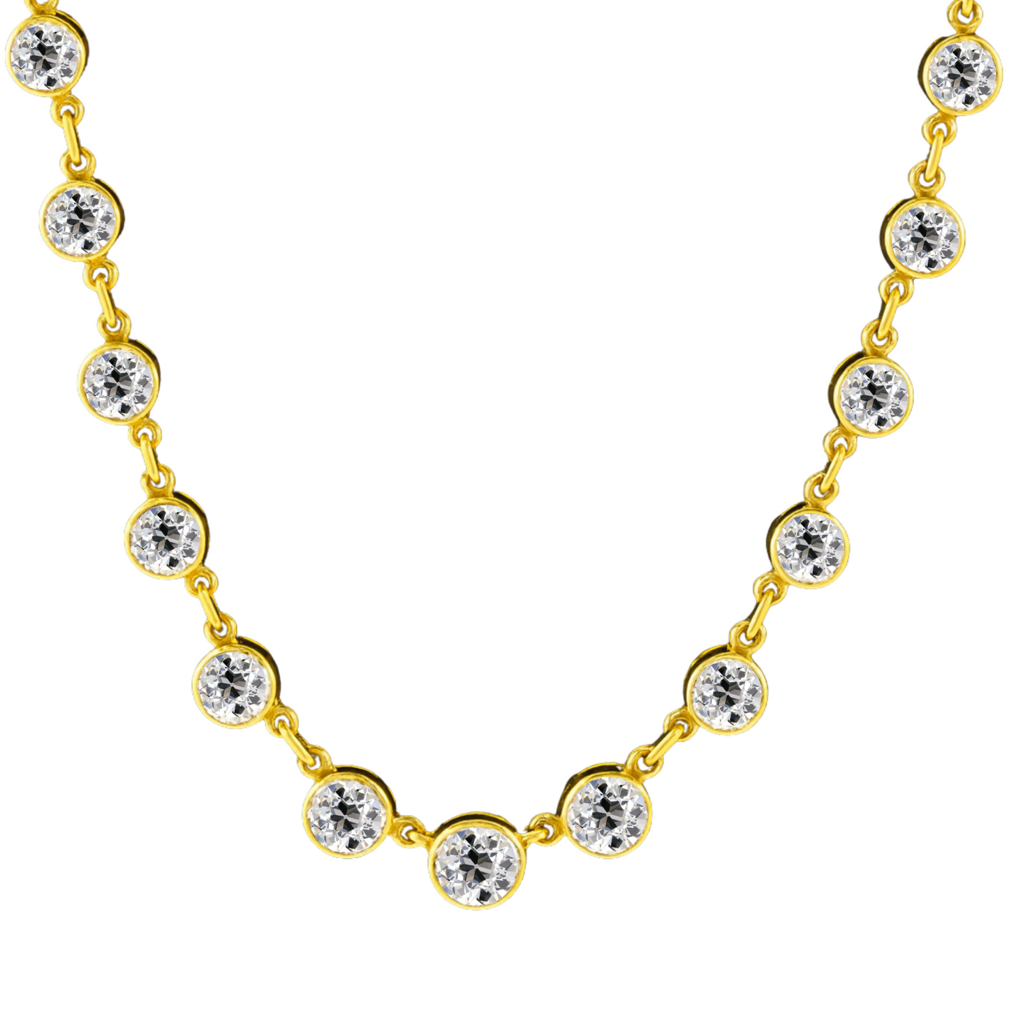 Old Cut Diamond Riviere Station Necklace
