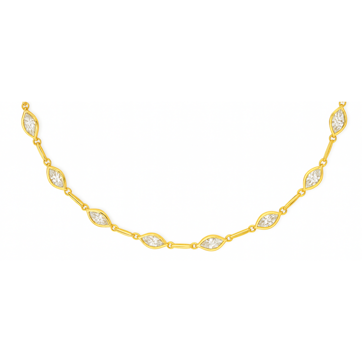 Antique Style Diamond By The Yard Marquise Necklace