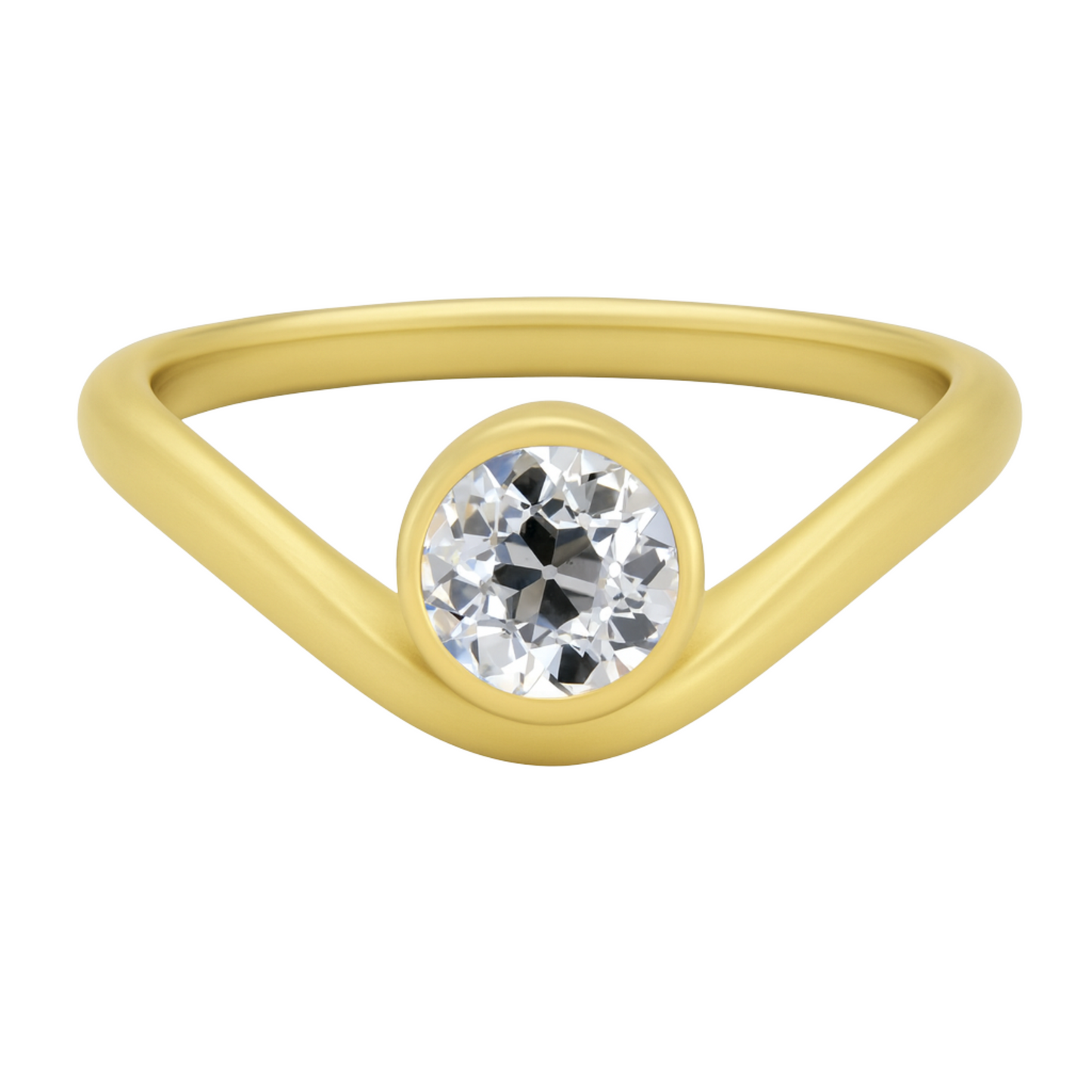 Old Cut Diamond Set U- Ring